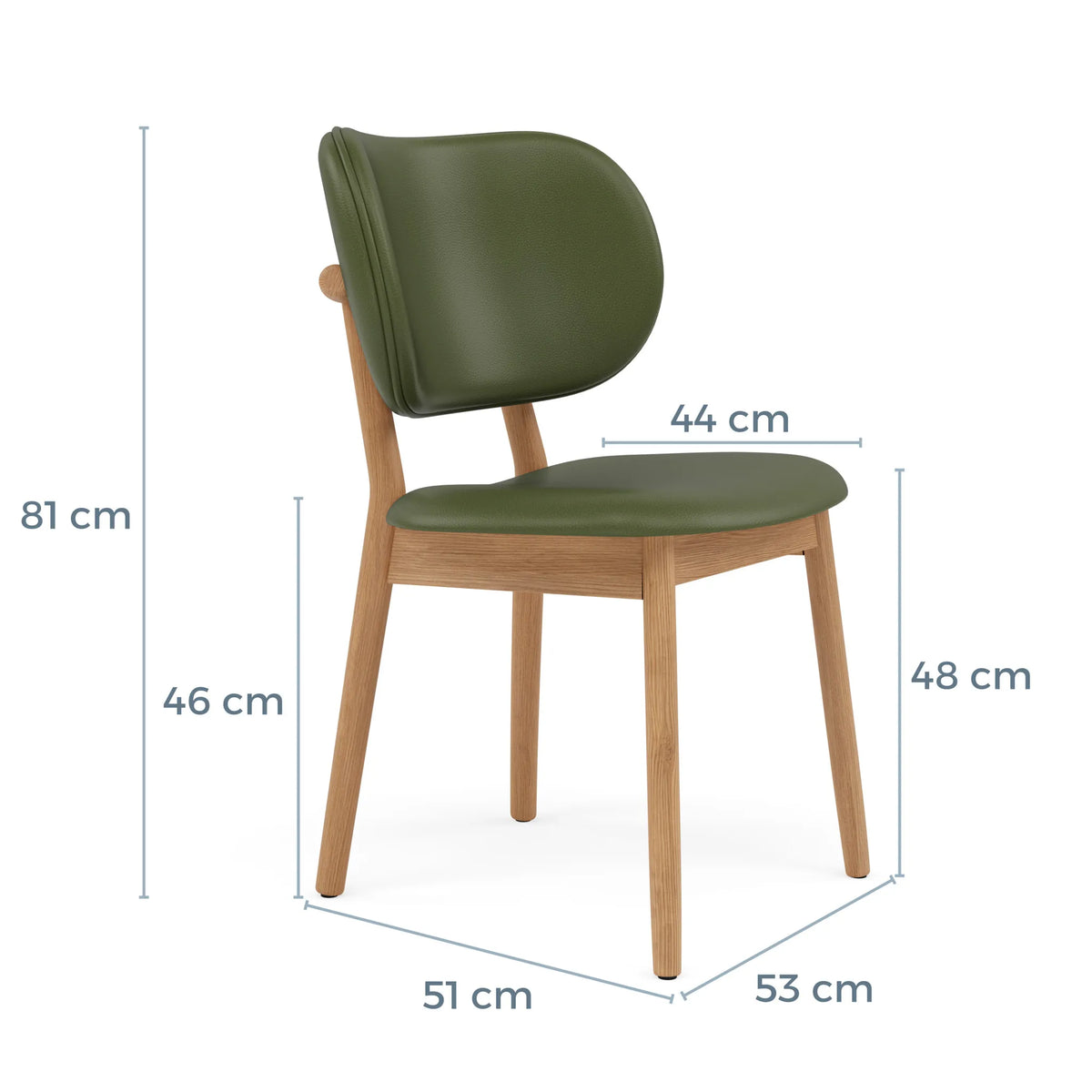 Olivia Dining Chair Green Leather Solid American Oak