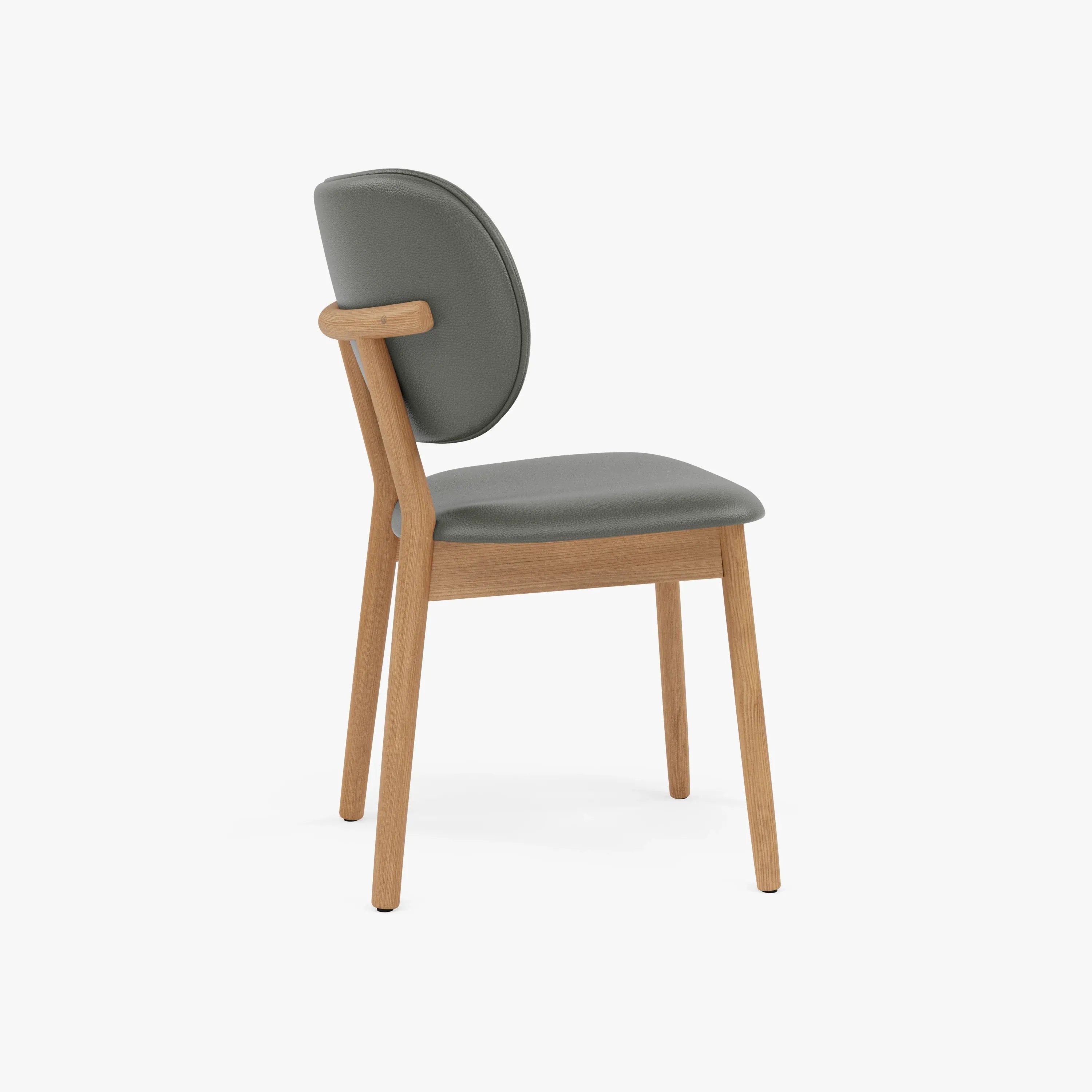 Olivia Dining Chair Grey Leather Solid American Oak