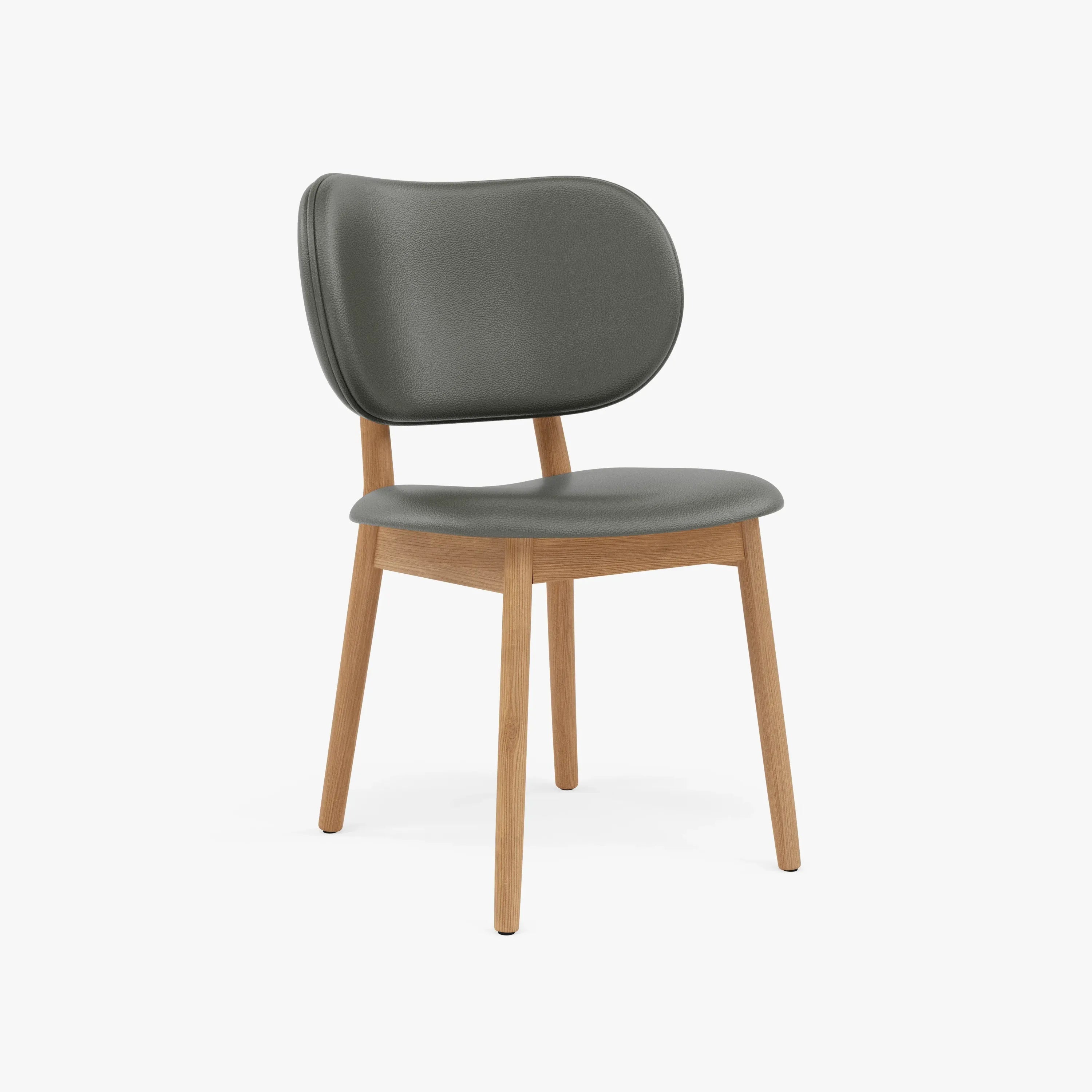 Olivia Dining Chair Grey Leather Solid American Oak
