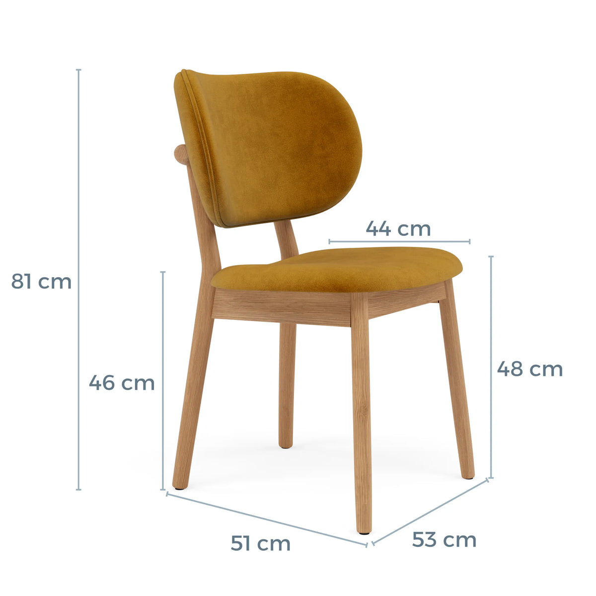 Olivia Dining Chair Mustard Velvet Solid American Oak