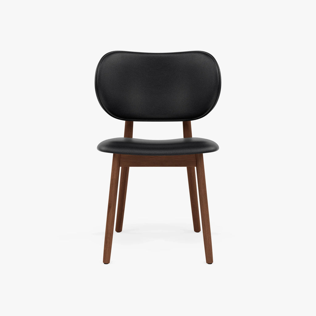 Olivia Dining Chair Black Leather Solid American Walnut