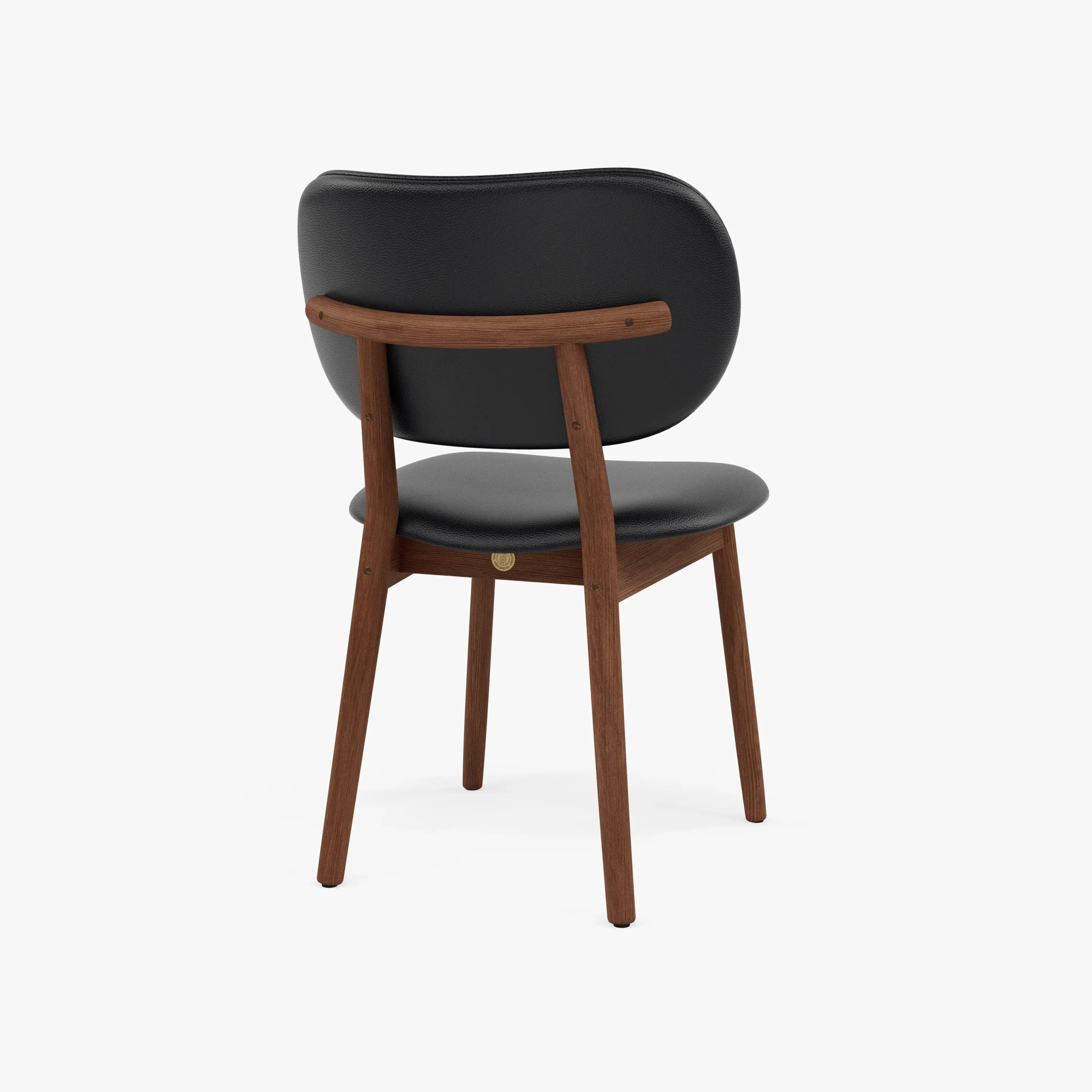 Olivia Dining Chair Black Leather Solid American Walnut