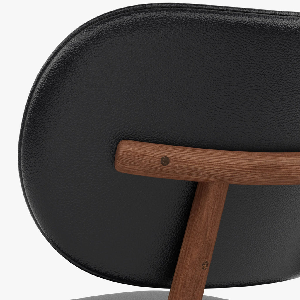 Olivia Dining Chair Black Leather Solid American Walnut