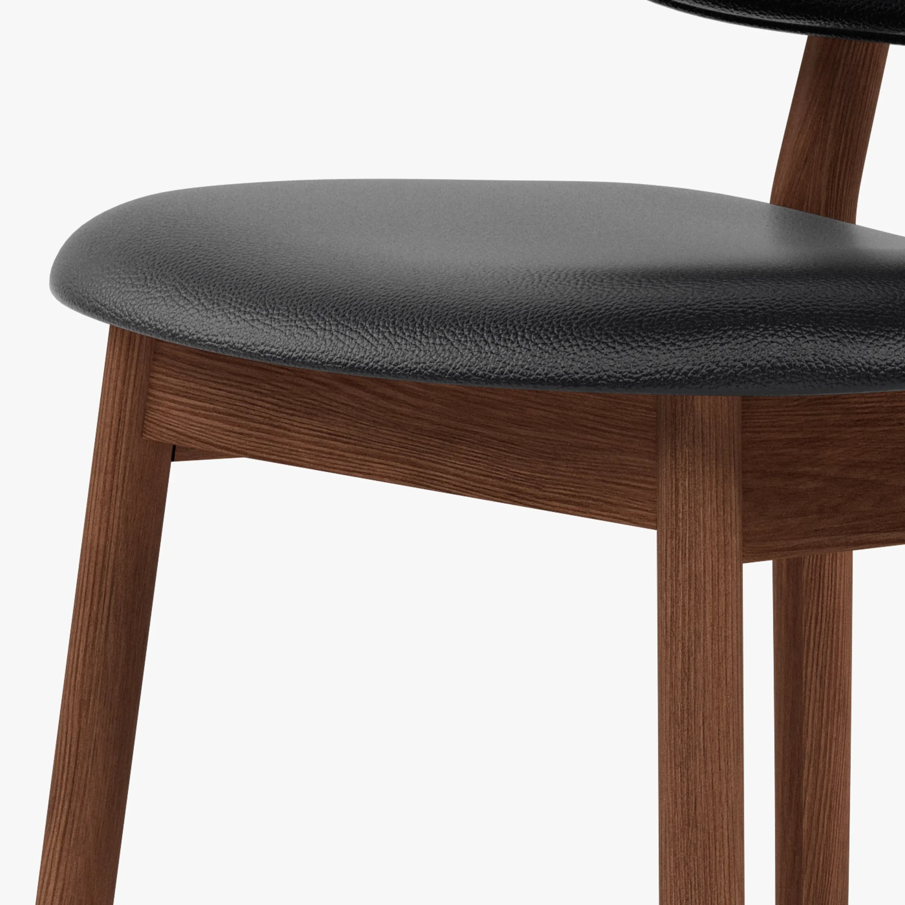 Olivia Dining Chair Black Leather Solid American Walnut