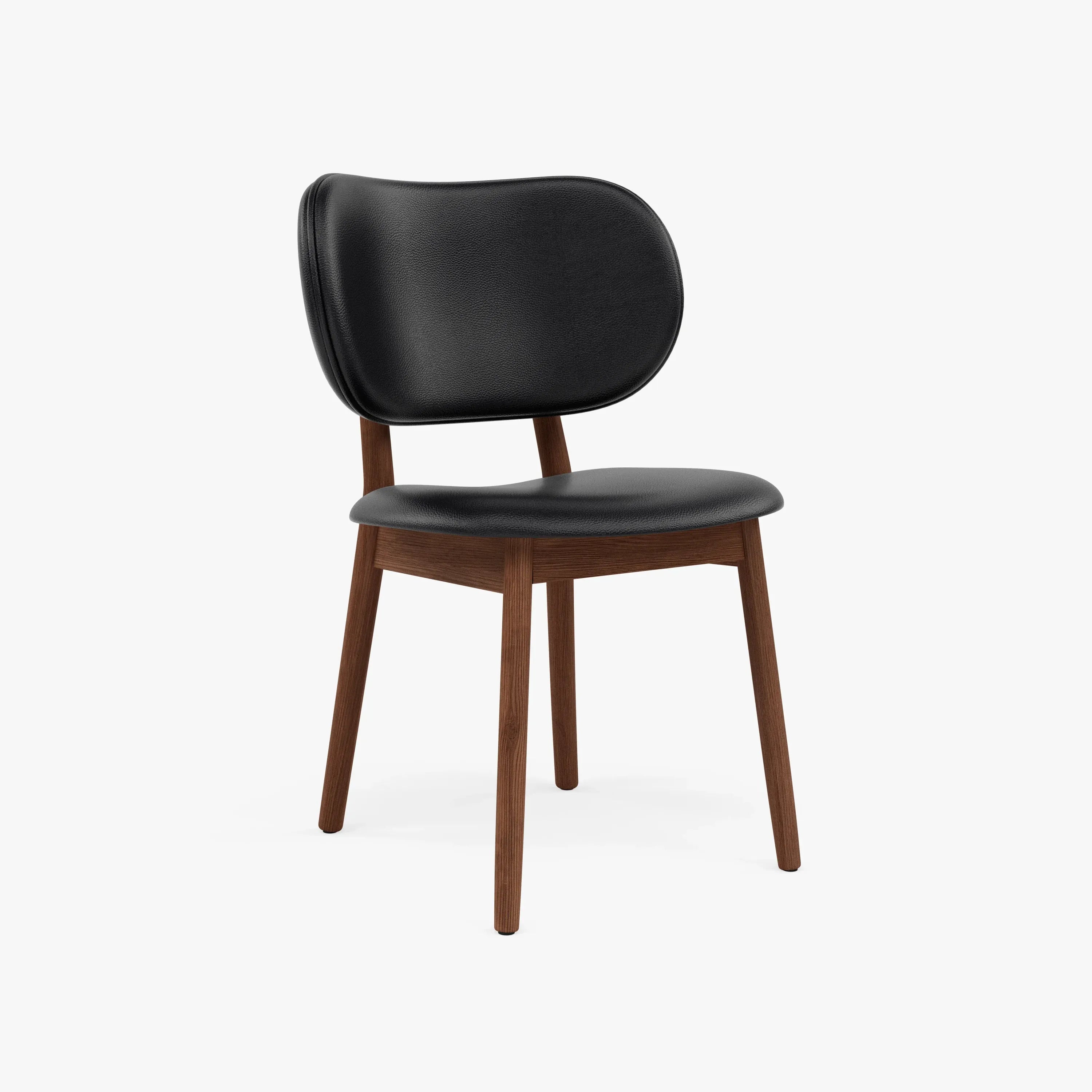Olivia Dining Chair Black Leather Solid American Walnut