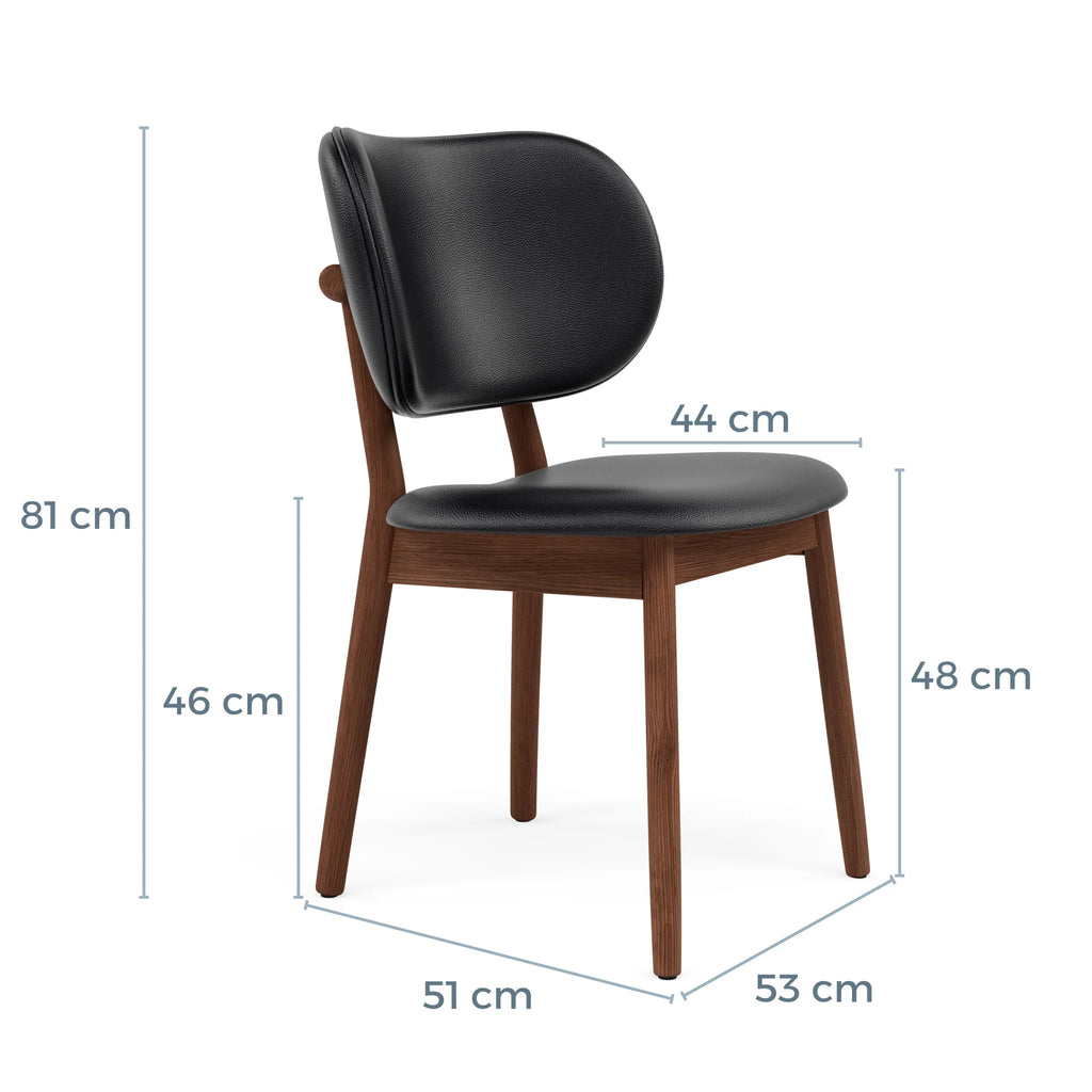Olivia Dining Chair Black Leather Solid American Walnut