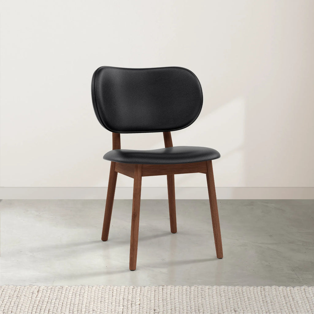 Olivia Dining Chair Black Leather Solid American Walnut