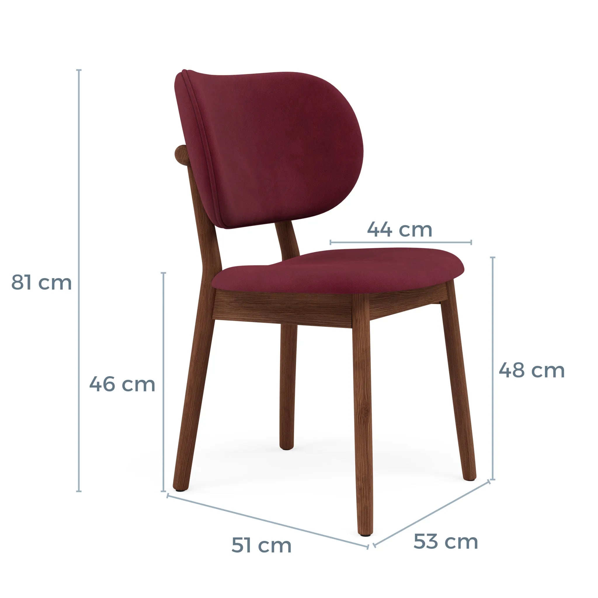 Olivia Dining Chair Claret Velvet Solid American Walnut