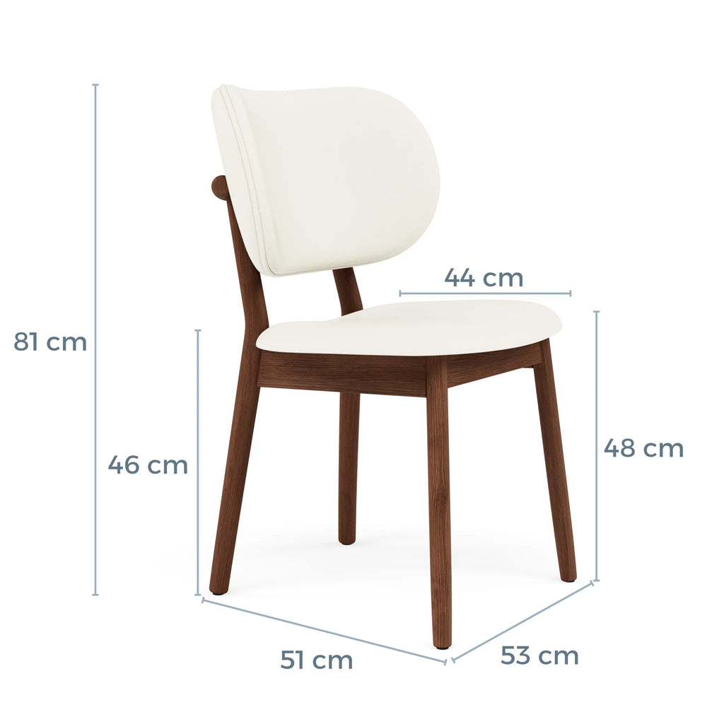 Olivia Dining Chair Cream Leather Solid American Walnut