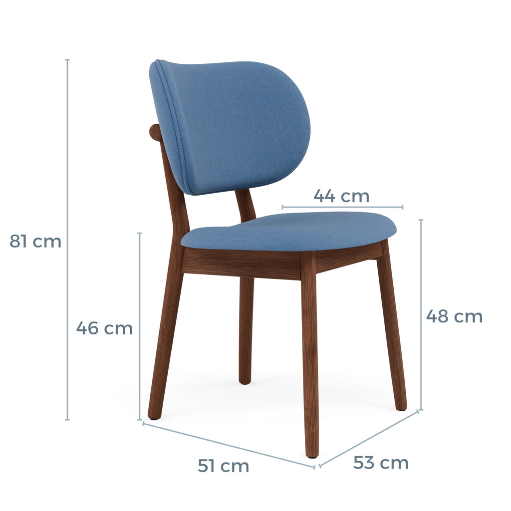 Olivia Dining Chair Denim Blue Fabric Solid American Walnut