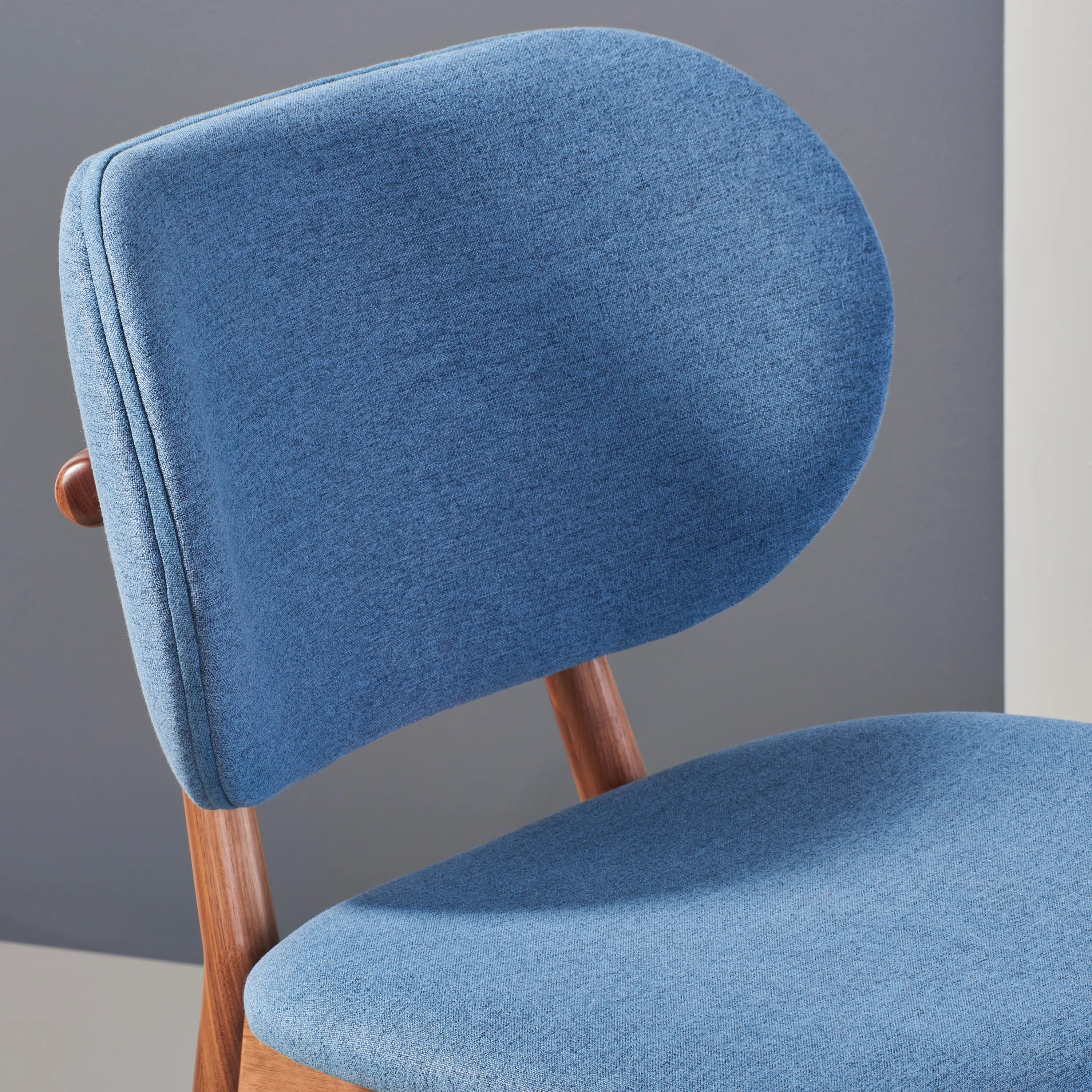 Olivia Dining Chair Denim Blue Fabric Solid American Walnut