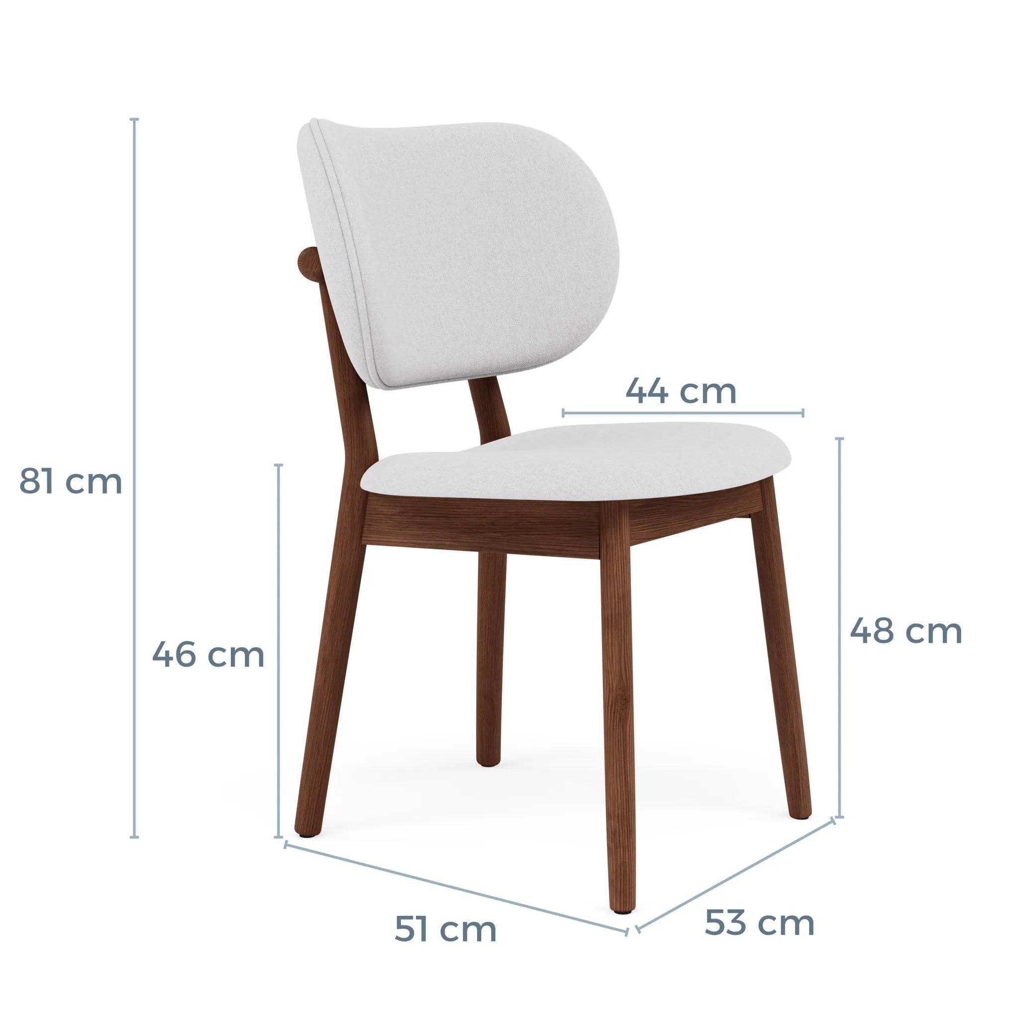 Olivia Dining Chair Dove Grey Fabric Solid American Walnut