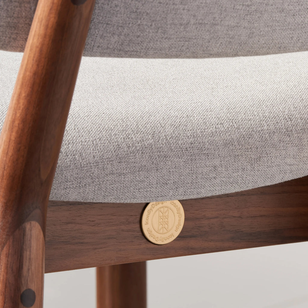 Olivia Dining Chair Dove Grey Fabric Solid American Walnut