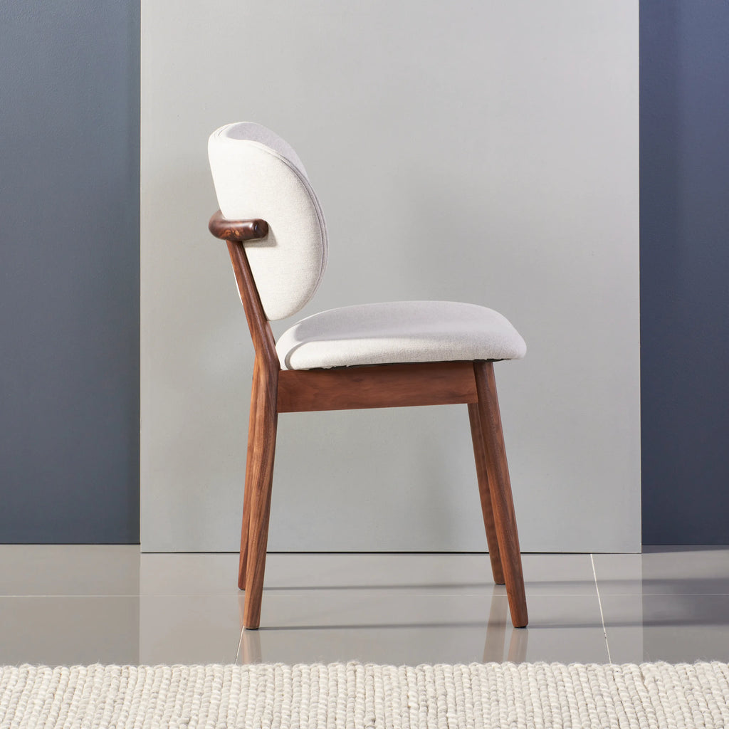 Olivia Dining Chair Dove Grey Fabric Solid American Walnut