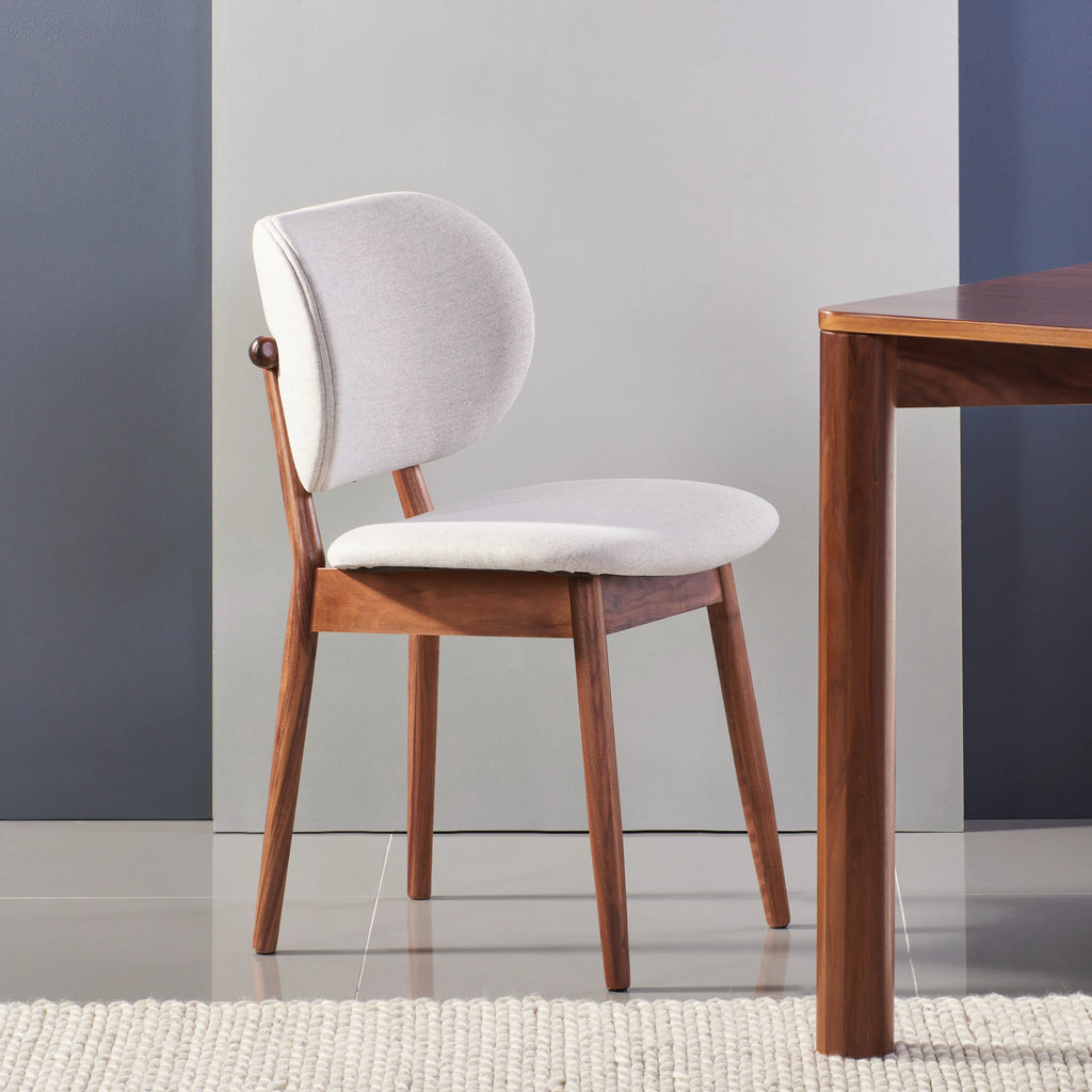 Olivia Dining Chair Dove Grey Fabric Solid American Walnut