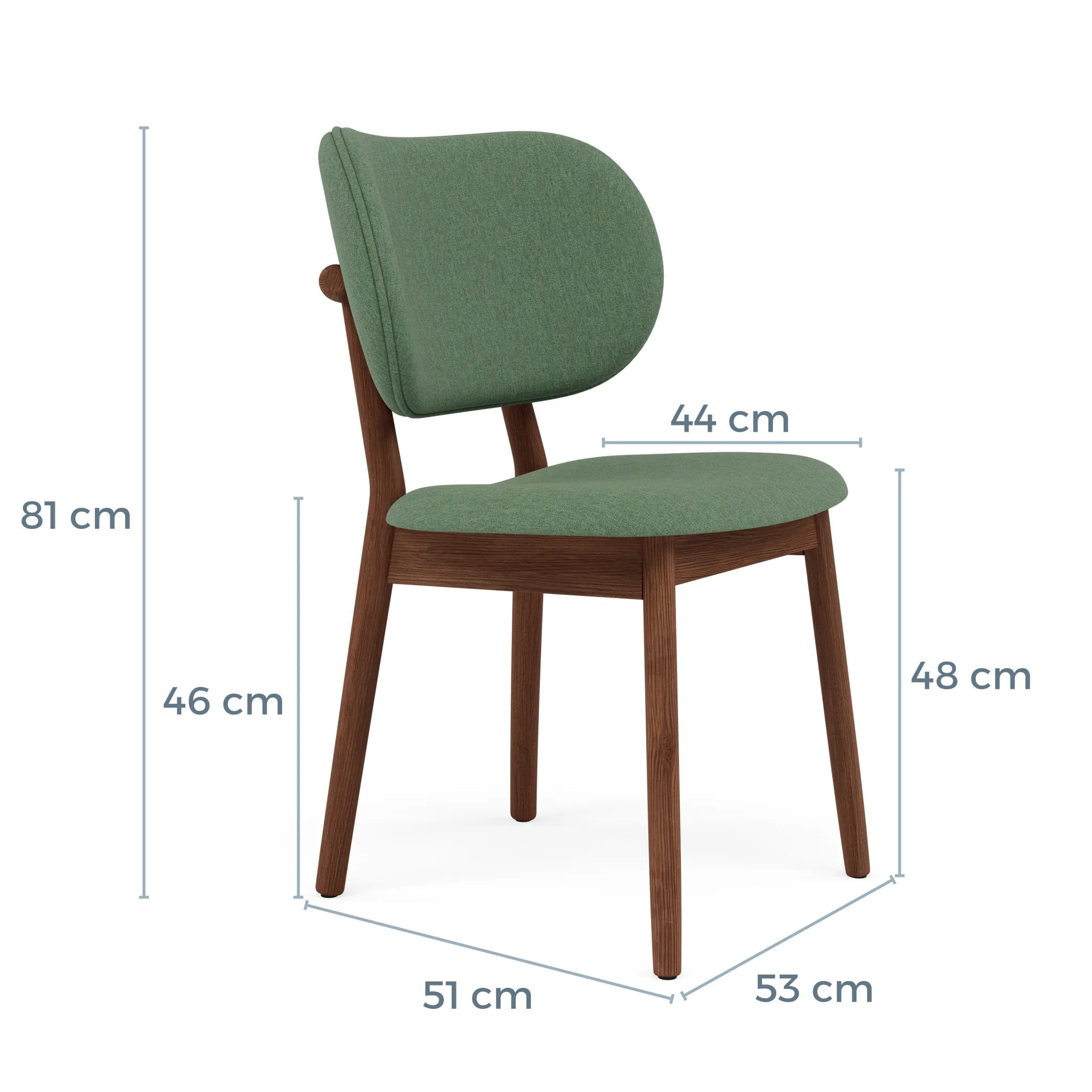 Olivia Dining Chair Forest Green Fabric Solid American Walnut