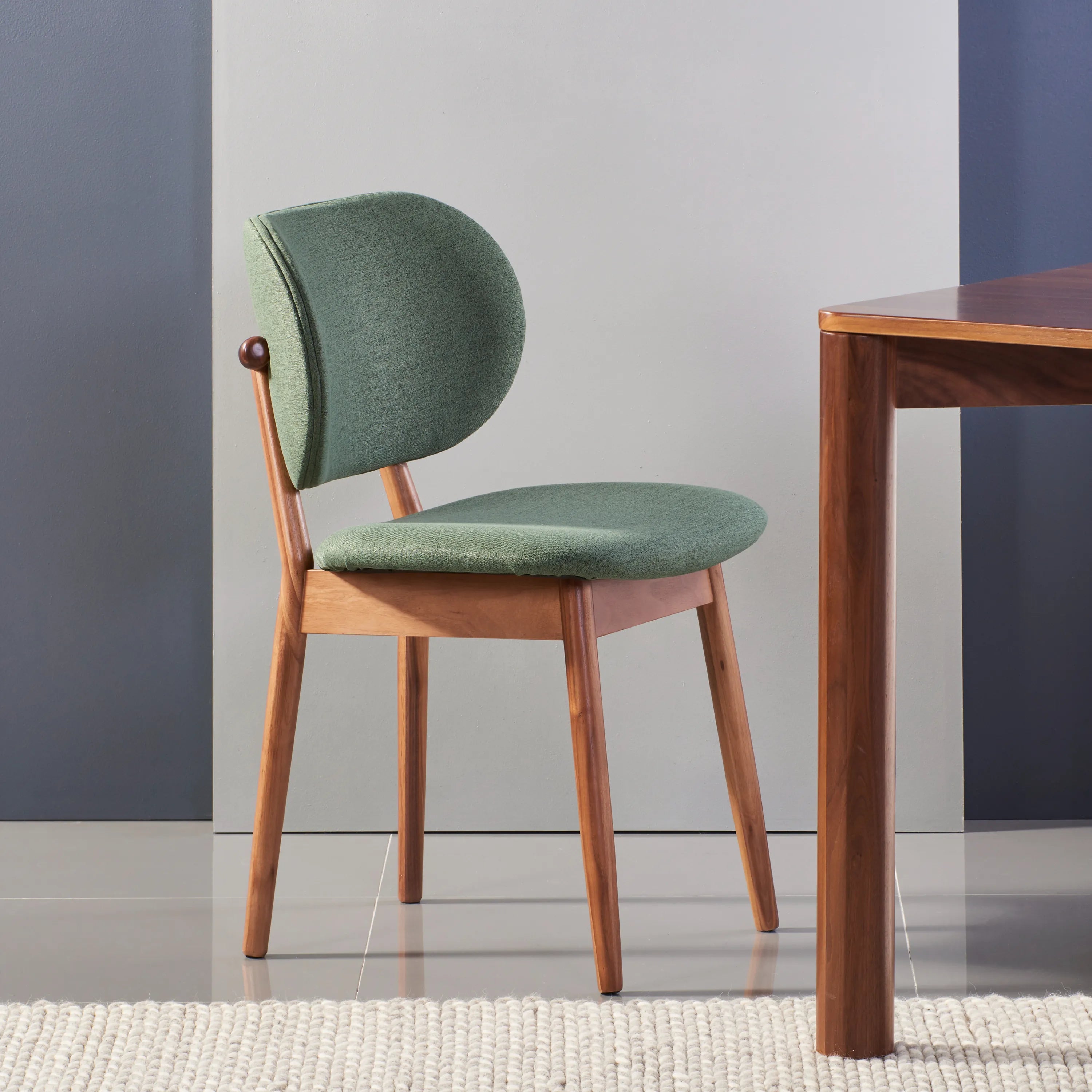 Olivia Dining Chair Forest Green Fabric Solid American Walnut