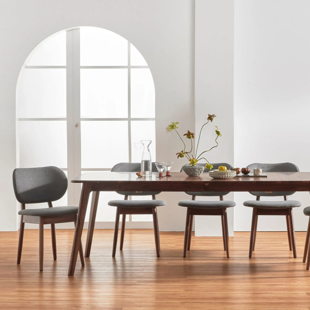 Olivia Dining Chair Graphite Grey Fabric Solid American Walnut