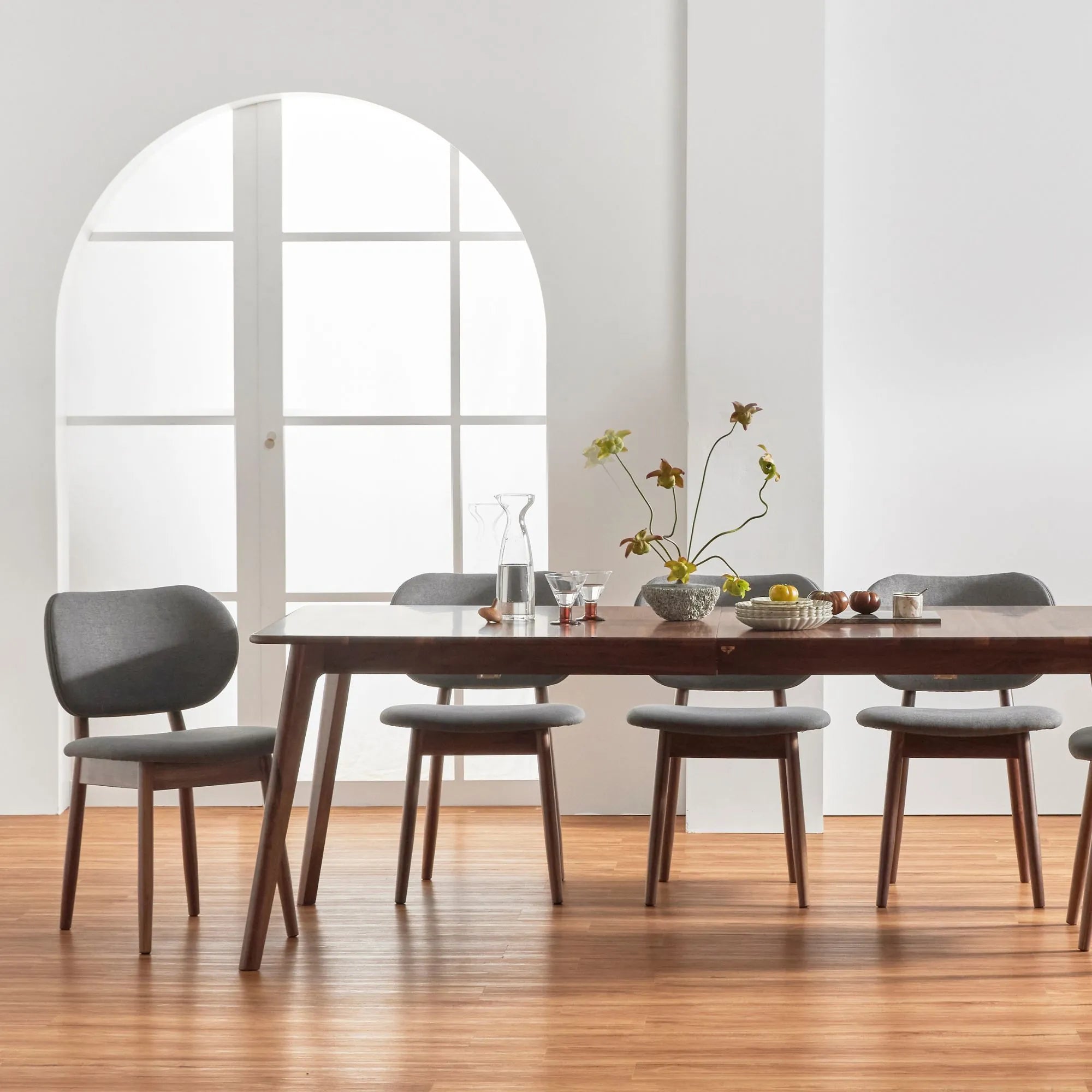 Olivia Dining Chair Graphite Grey Fabric Solid American Walnut