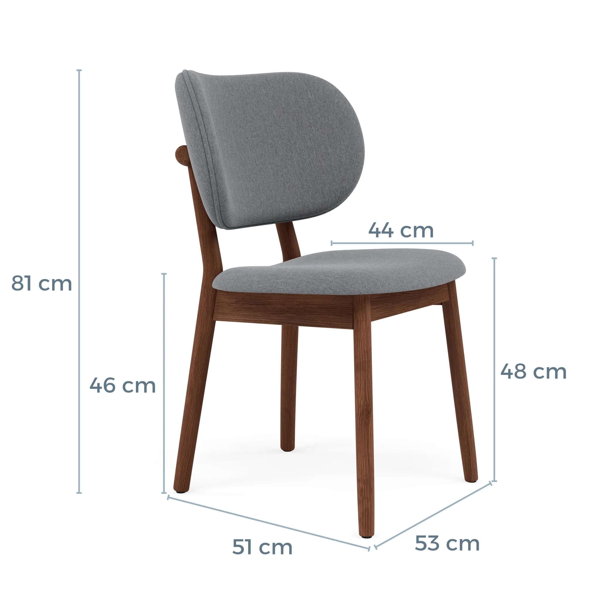 Olivia Dining Chair Graphite Grey Fabric Solid American Walnut