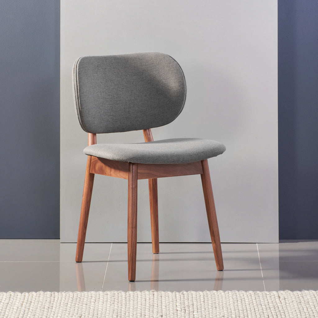 Olivia Dining Chair Graphite Grey Fabric Solid American Walnut