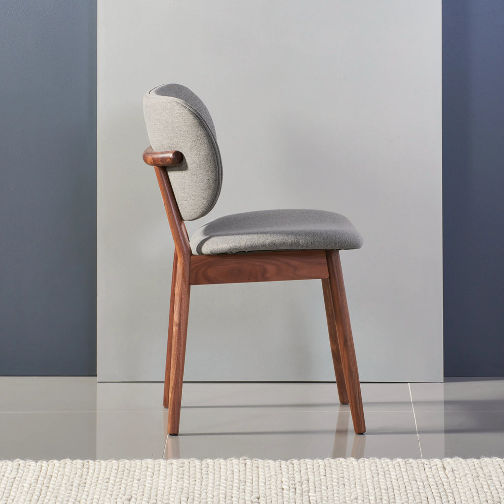 Olivia Dining Chair Graphite Grey Fabric Solid American Walnut