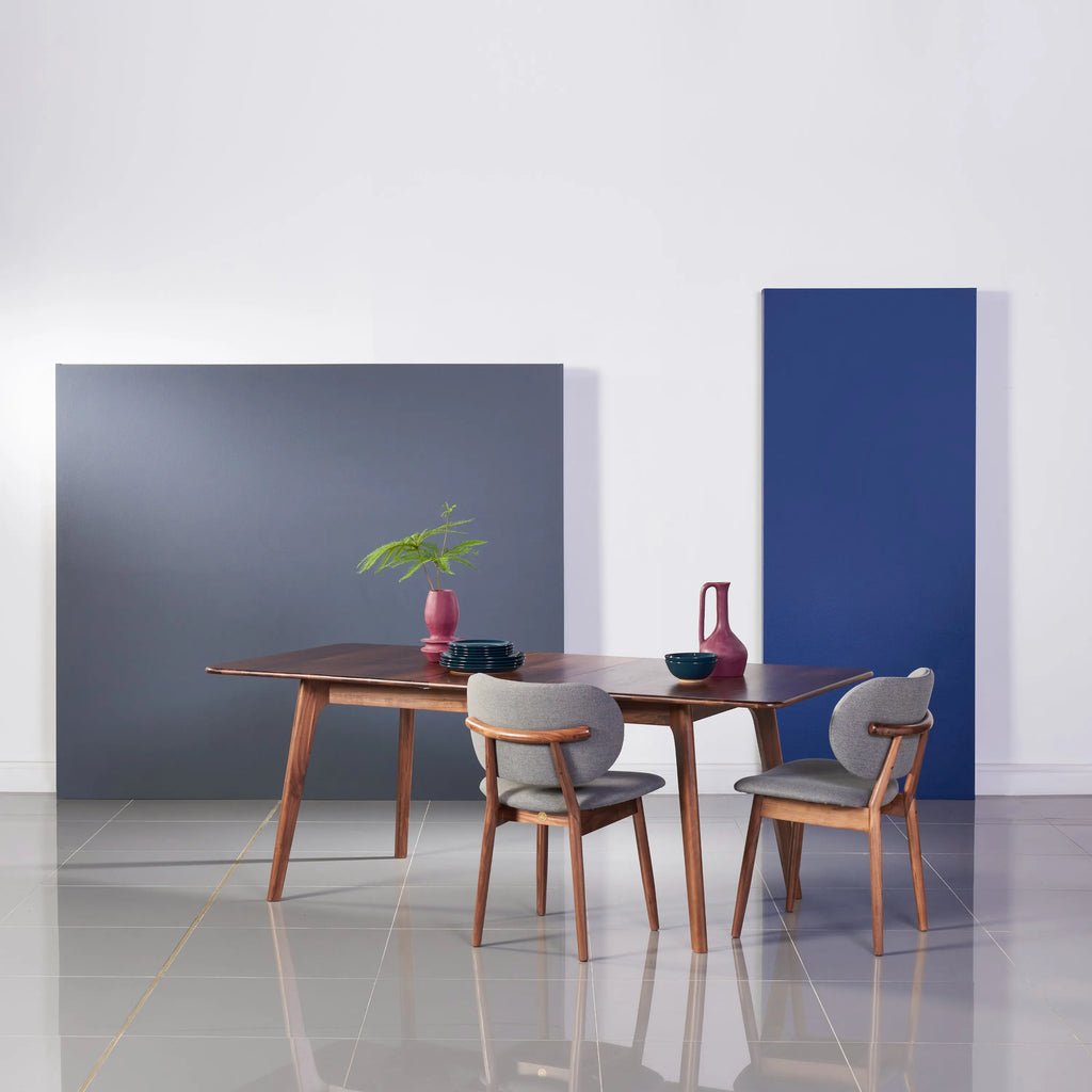 Olivia Dining Chair Graphite Grey Fabric Solid American Walnut