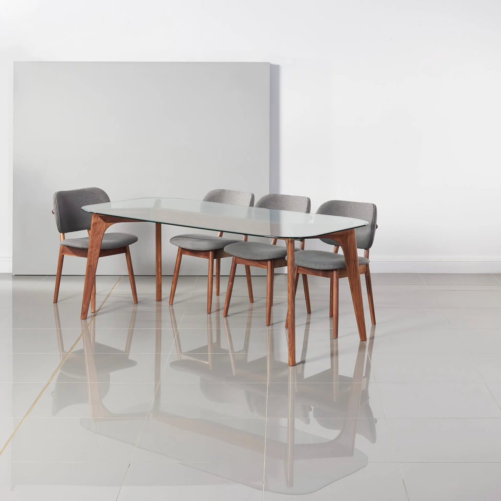 Olivia Dining Chair Graphite Grey Fabric Solid American Walnut