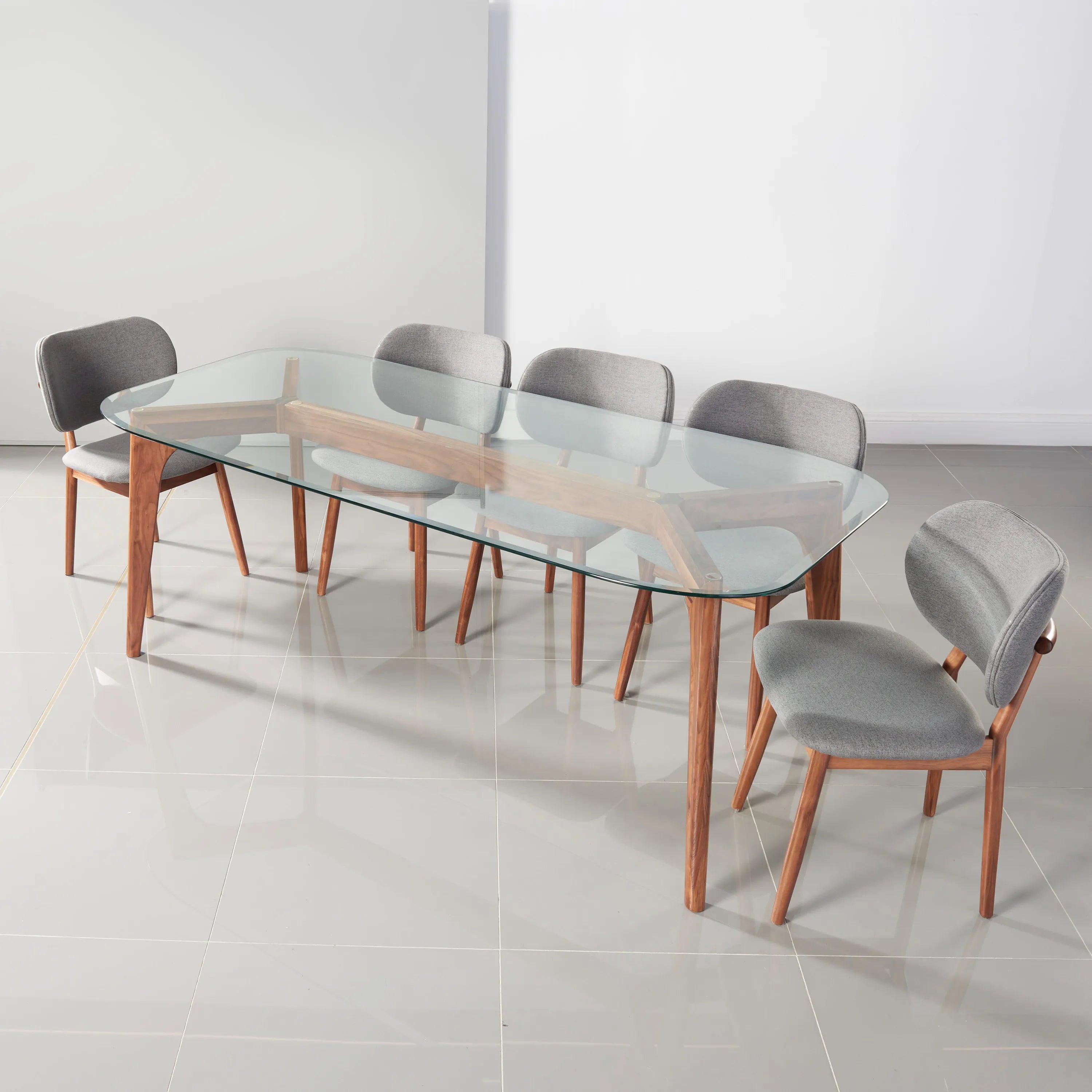 Olivia Dining Chair Graphite Grey Fabric Solid American Walnut