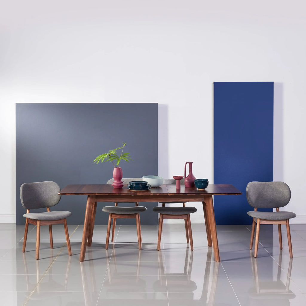 Olivia Dining Chair Graphite Grey Fabric Solid American Walnut