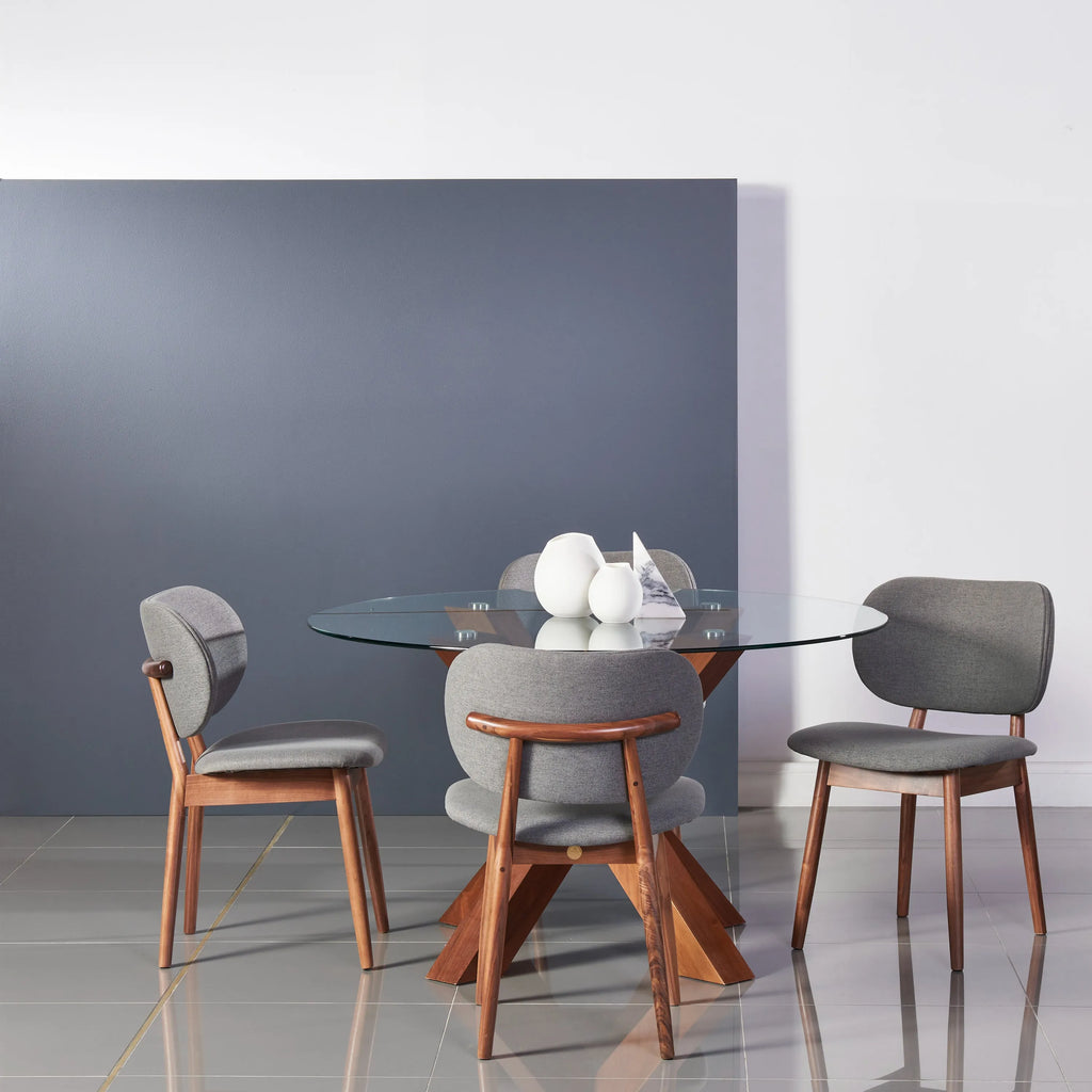 Olivia Dining Chair Graphite Grey Fabric Solid American Walnut