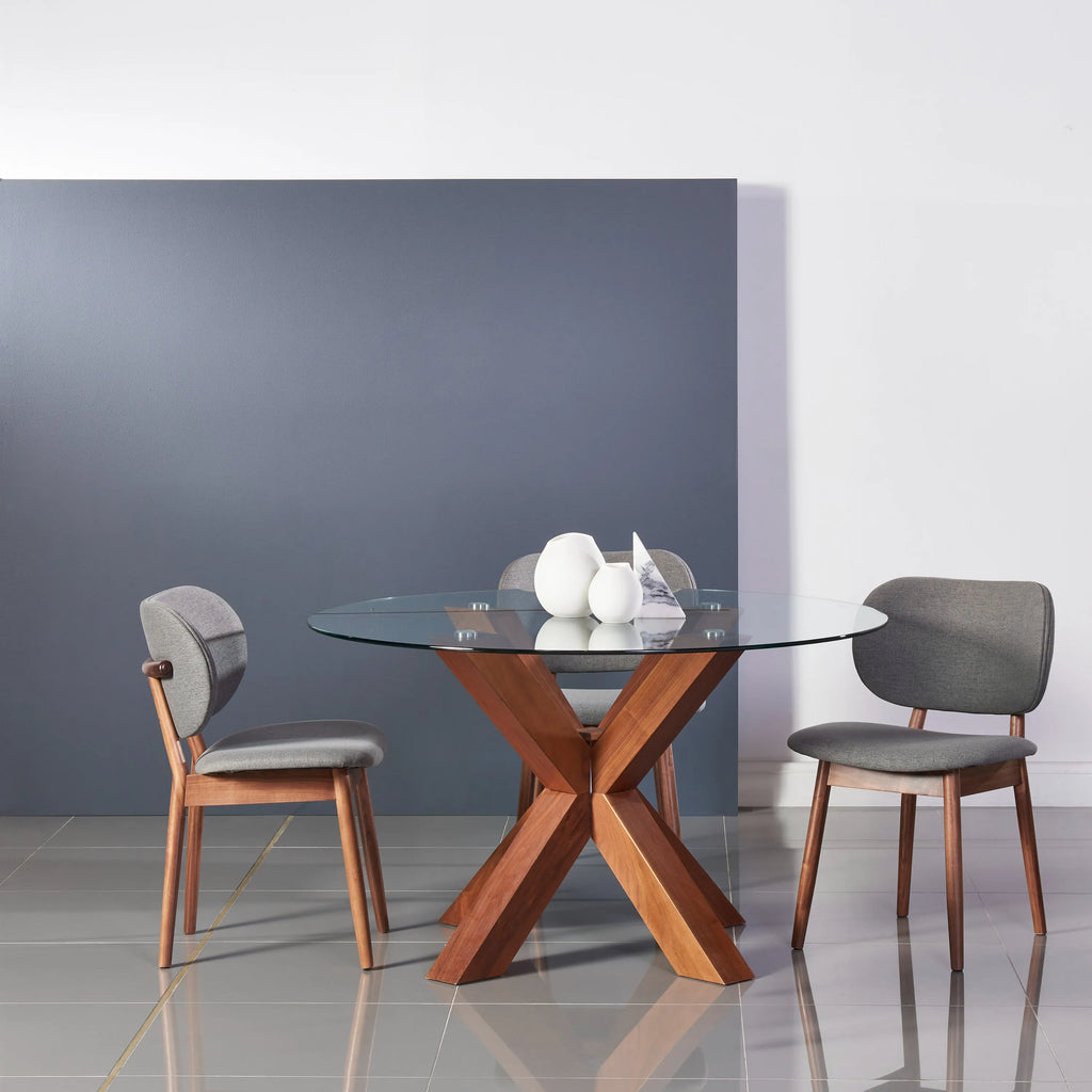 Olivia Dining Chair Graphite Grey Fabric Solid American Walnut