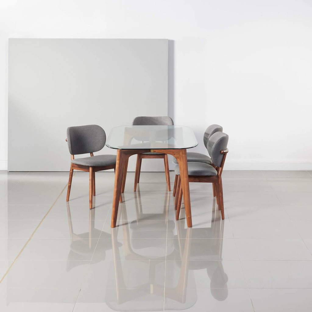 Olivia Dining Chair Graphite Grey Fabric Solid American Walnut