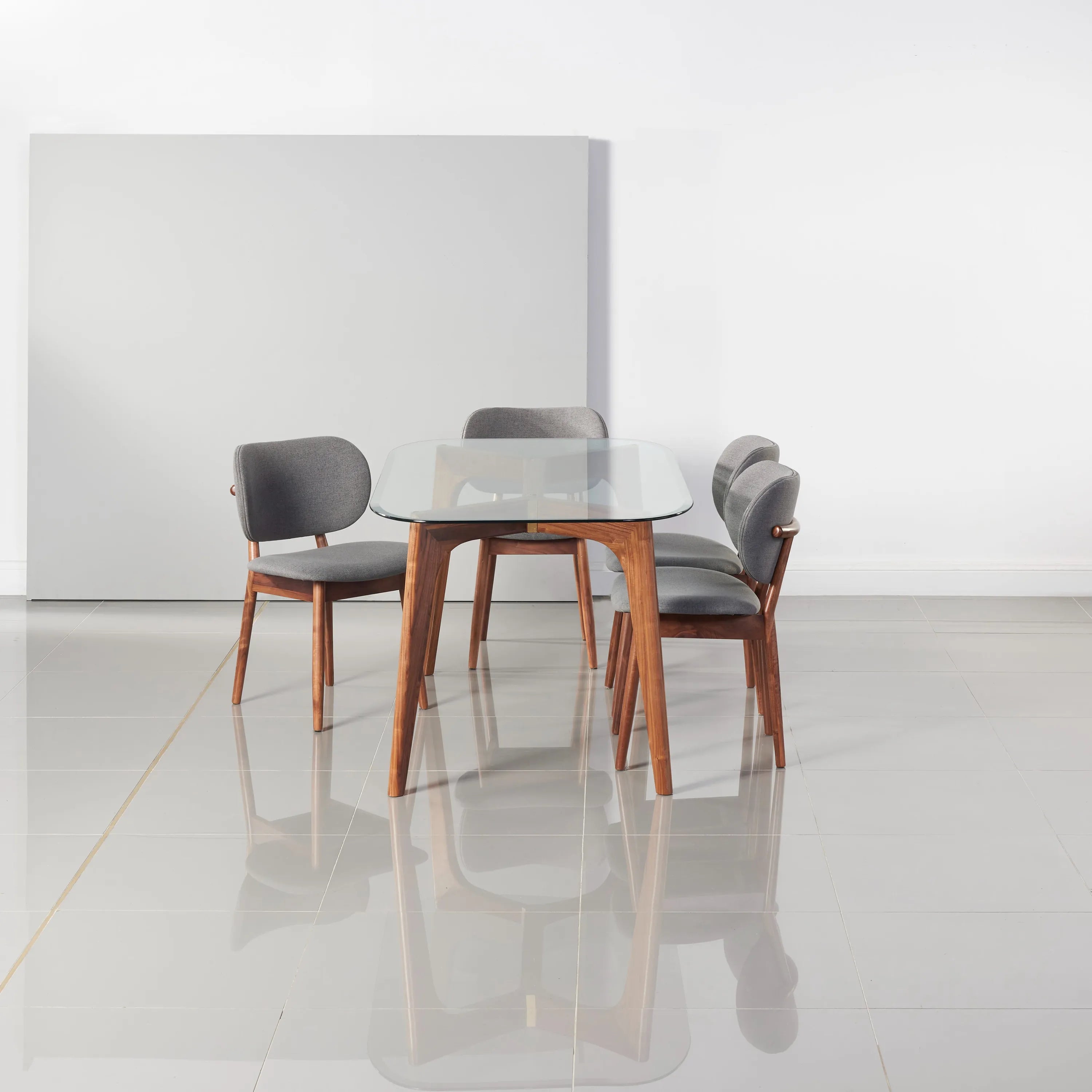 Olivia Dining Chair Graphite Grey Fabric Solid American Walnut