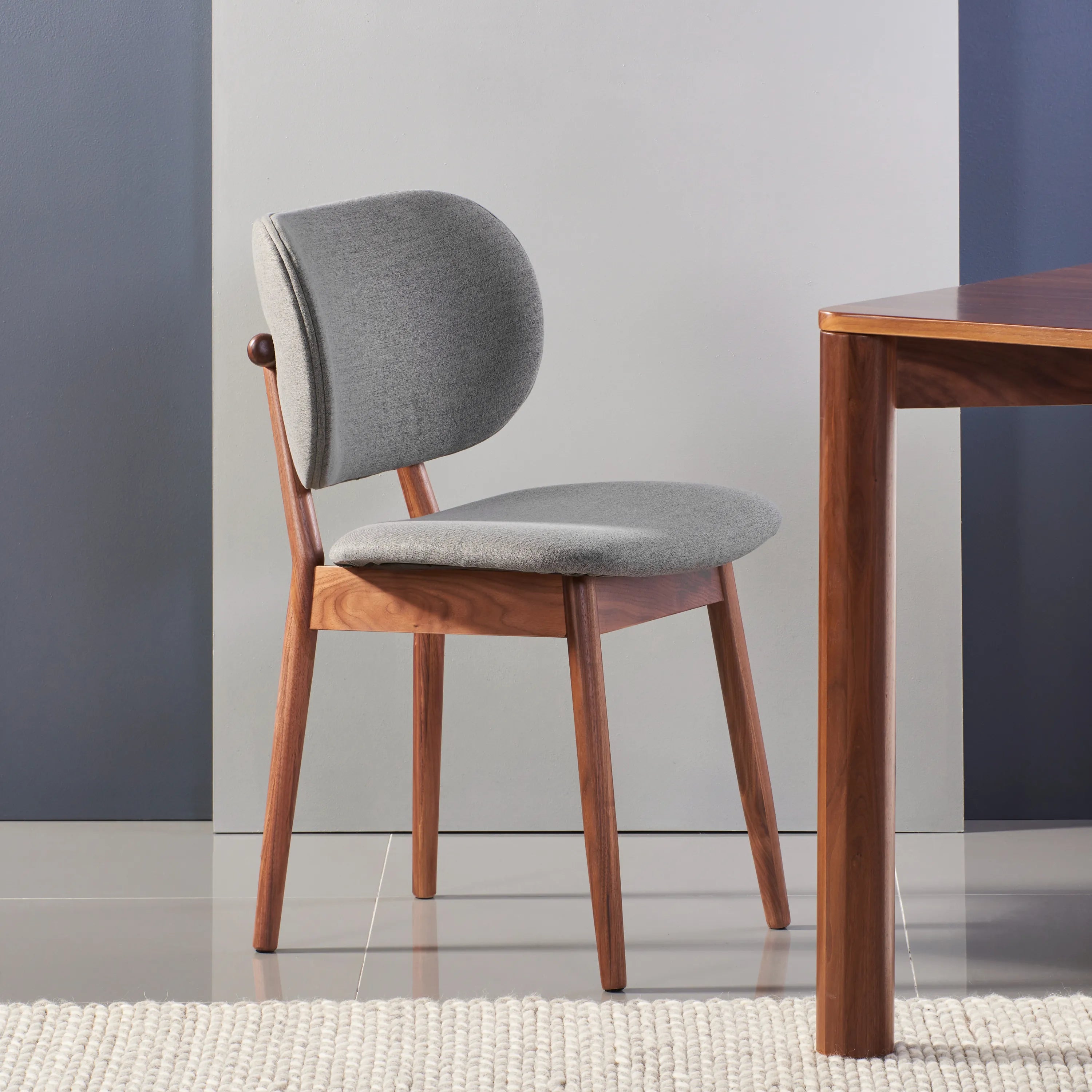 Olivia Dining Chair Graphite Grey Fabric Solid American Walnut