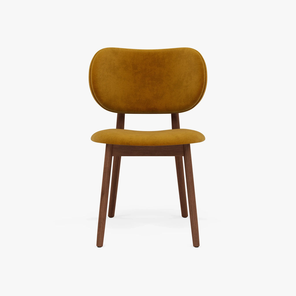 Olivia Dining Chair Mustard Velvet Solid American Walnut