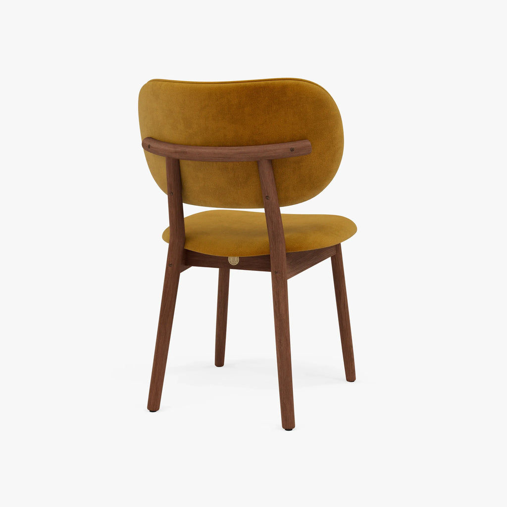 Olivia Dining Chair Mustard Velvet Solid American Walnut