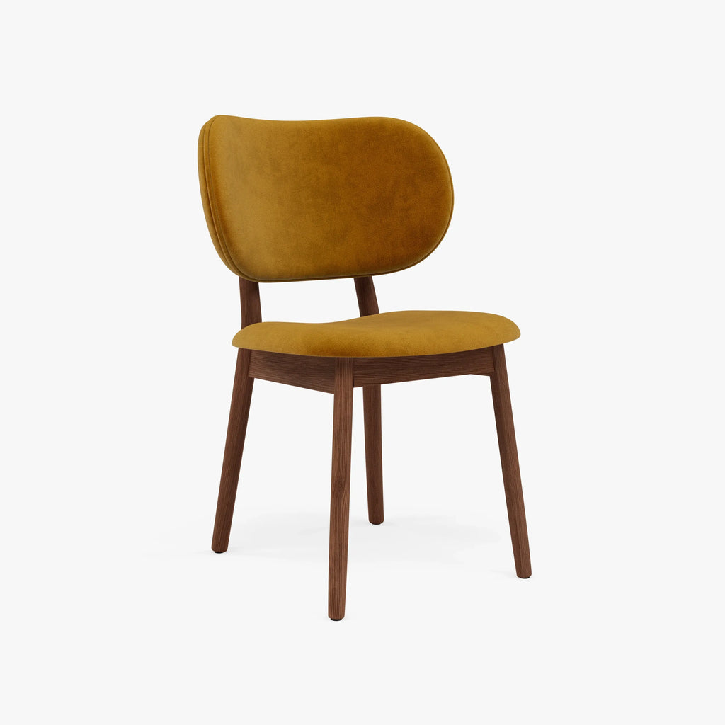 Olivia Dining Chair Mustard Velvet Solid American Walnut