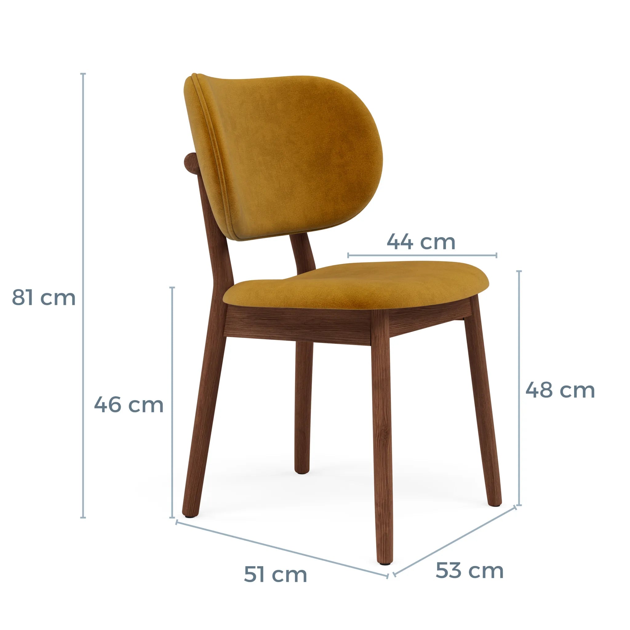 Olivia Dining Chair Mustard Velvet Solid American Walnut