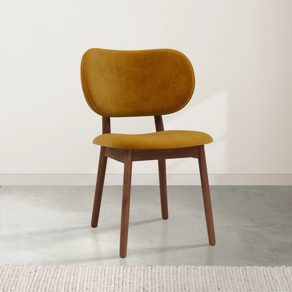 Olivia Dining Chair Mustard Velvet Solid American Walnut