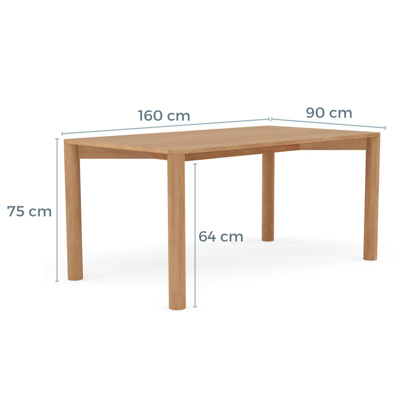 Olivia Dining Table 160 x 90cm Solid American Oak