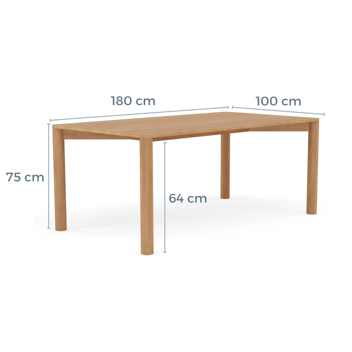 Olivia Dining Table 180 x 100cm Solid American Oak