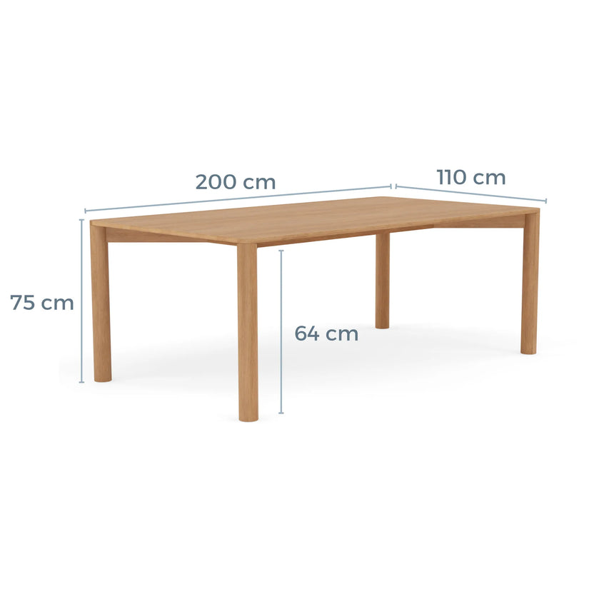 Olivia Dining Table 200 x 110cm Solid American Oak