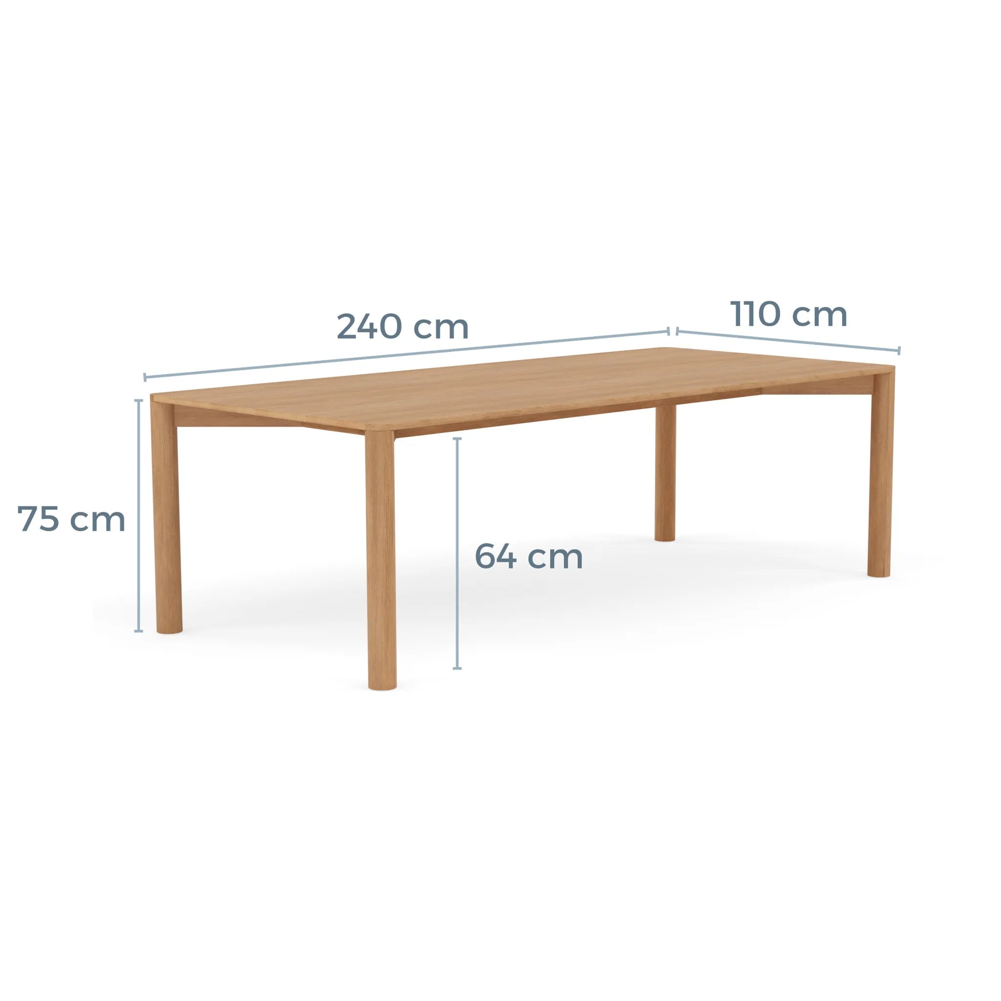 Olivia Dining Table 240 x 110cm Solid American Oak