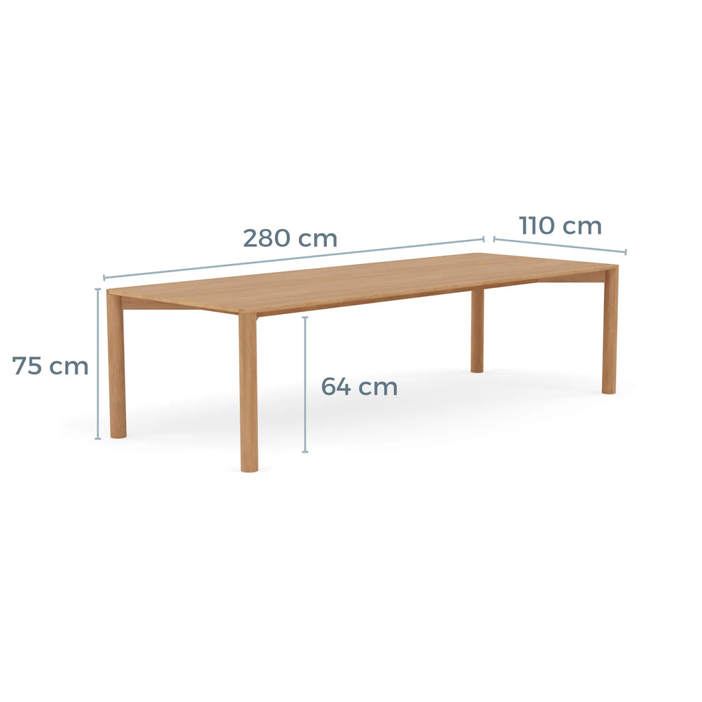 Olivia Dining Table 280 x 110cm Solid American Oak