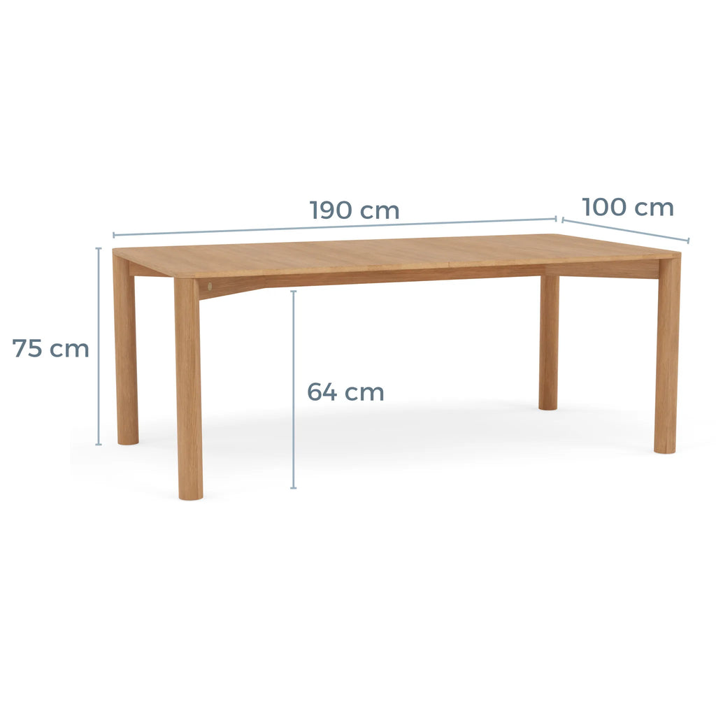 Olivia Dining Table Extendable 190-240 x 100cm Solid American Oak