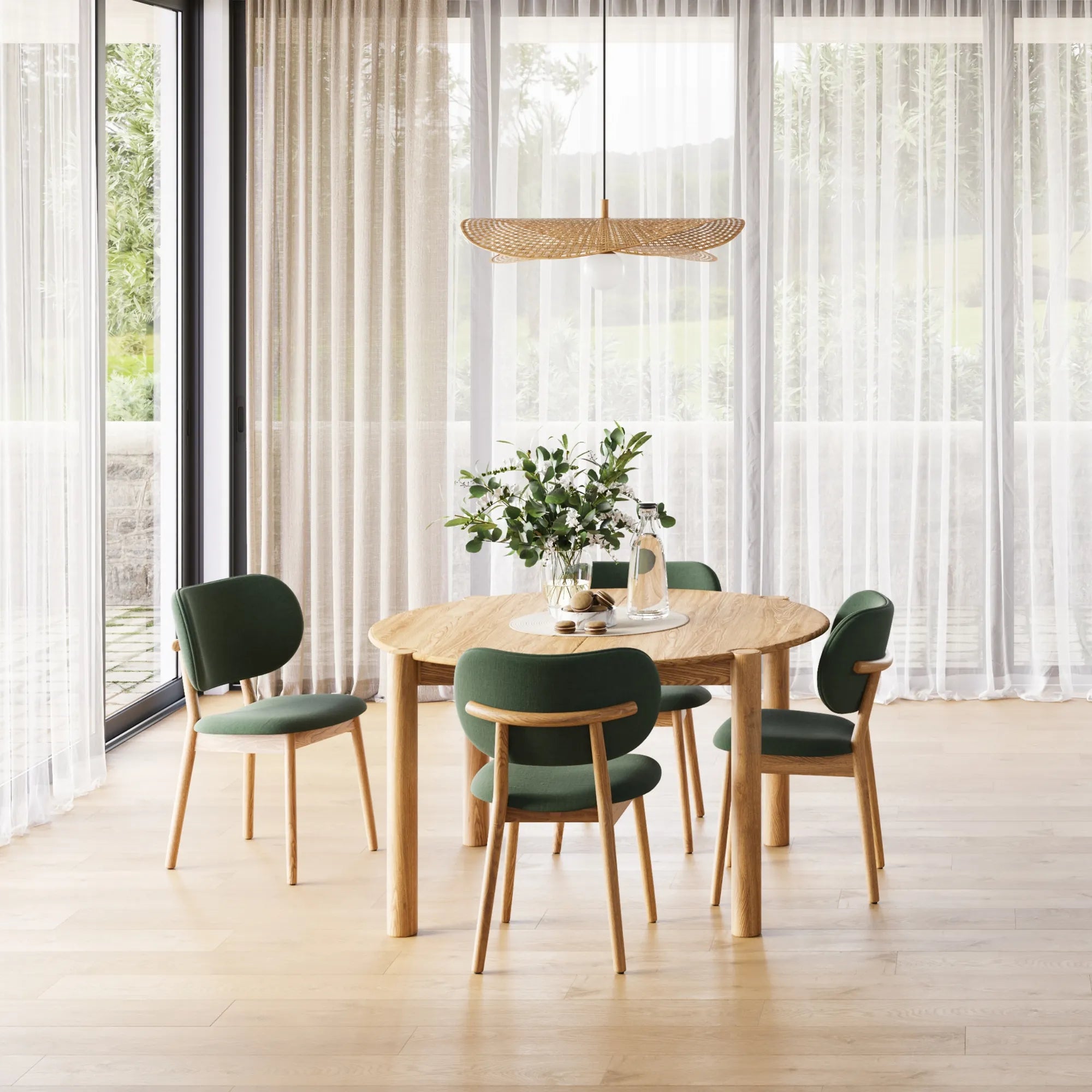 Olivia Round Extendable Dining Table - 130-170 x 130cm in Solid Americ ...