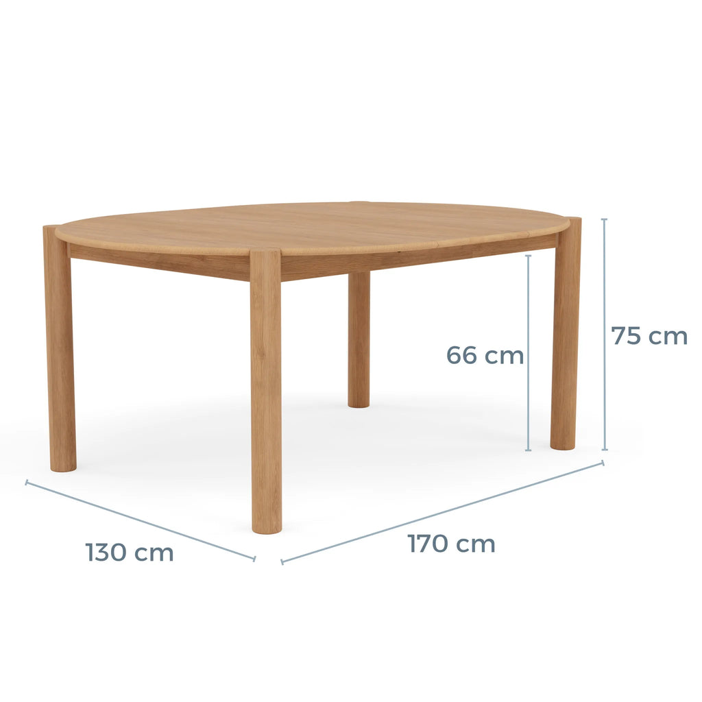 Olivia Dining Table Round Extendable 130-170 x 130cm Solid American Oak