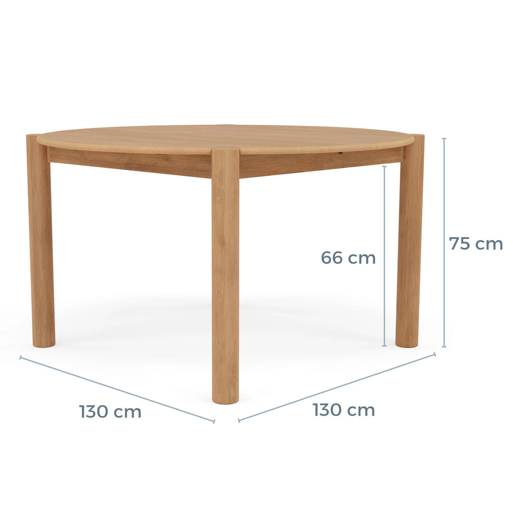 Olivia Dining Table Round Extendable 130-170 x 130cm Solid American Oak