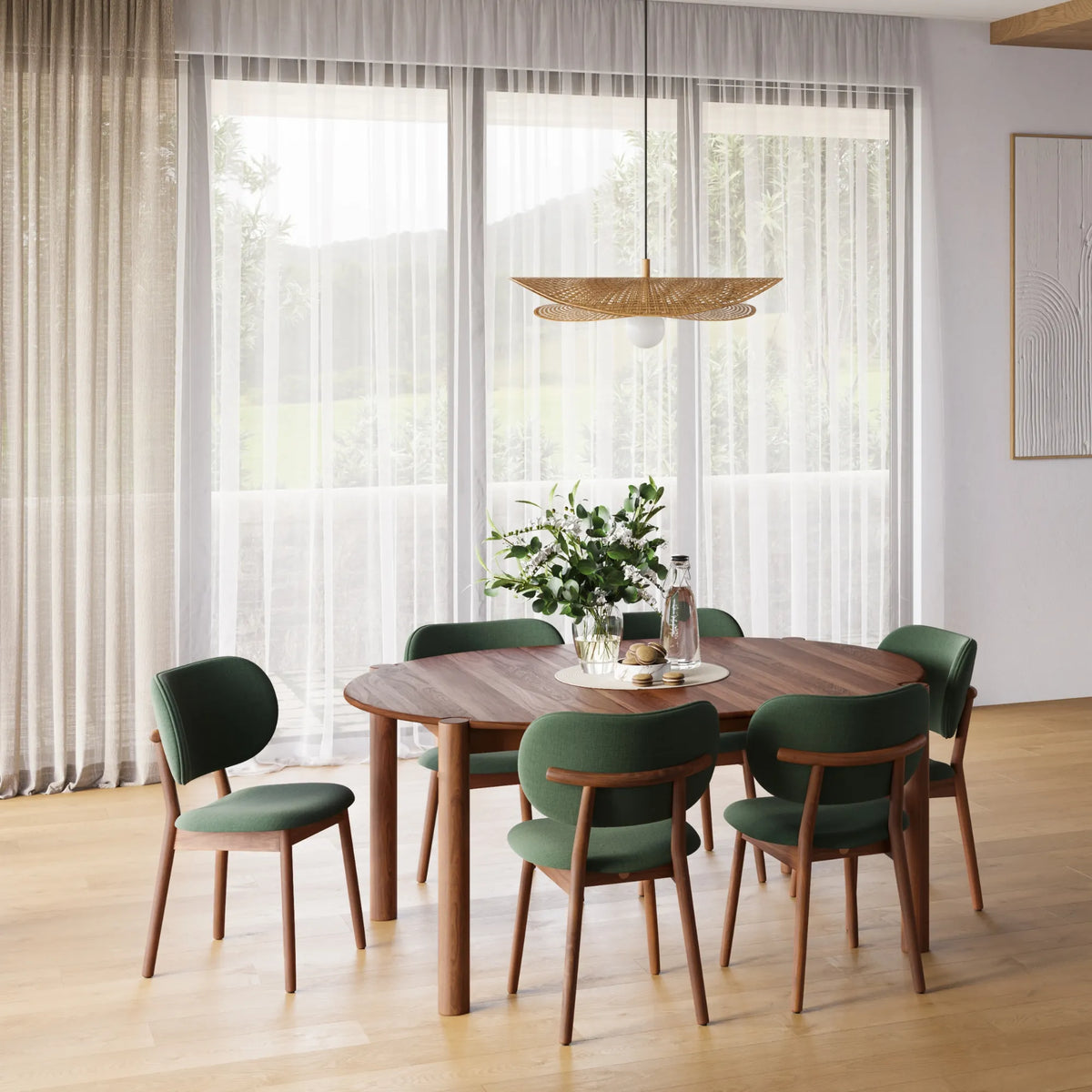Olivia Dining Table Round Extendable 130-170 x 130cm Solid American Walnut